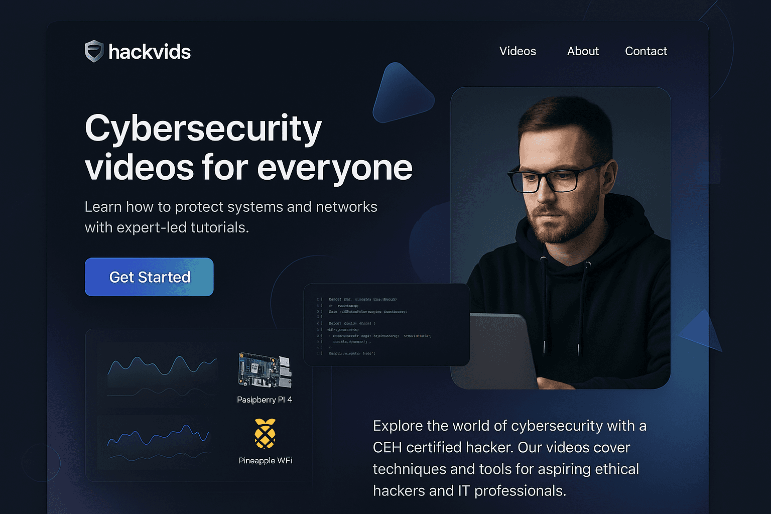 hackvids.com website mockup